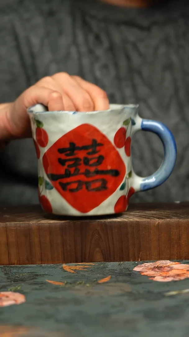 杯釉下彩手工手绘同款陶器