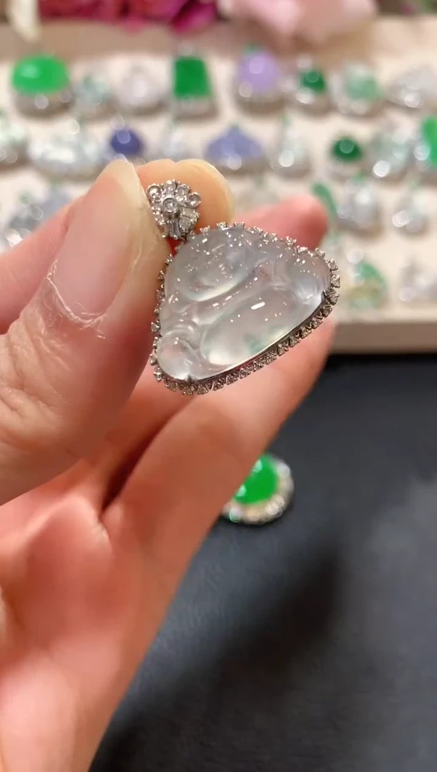 吊坠(不含链)18K金镶嵌翡翠z70