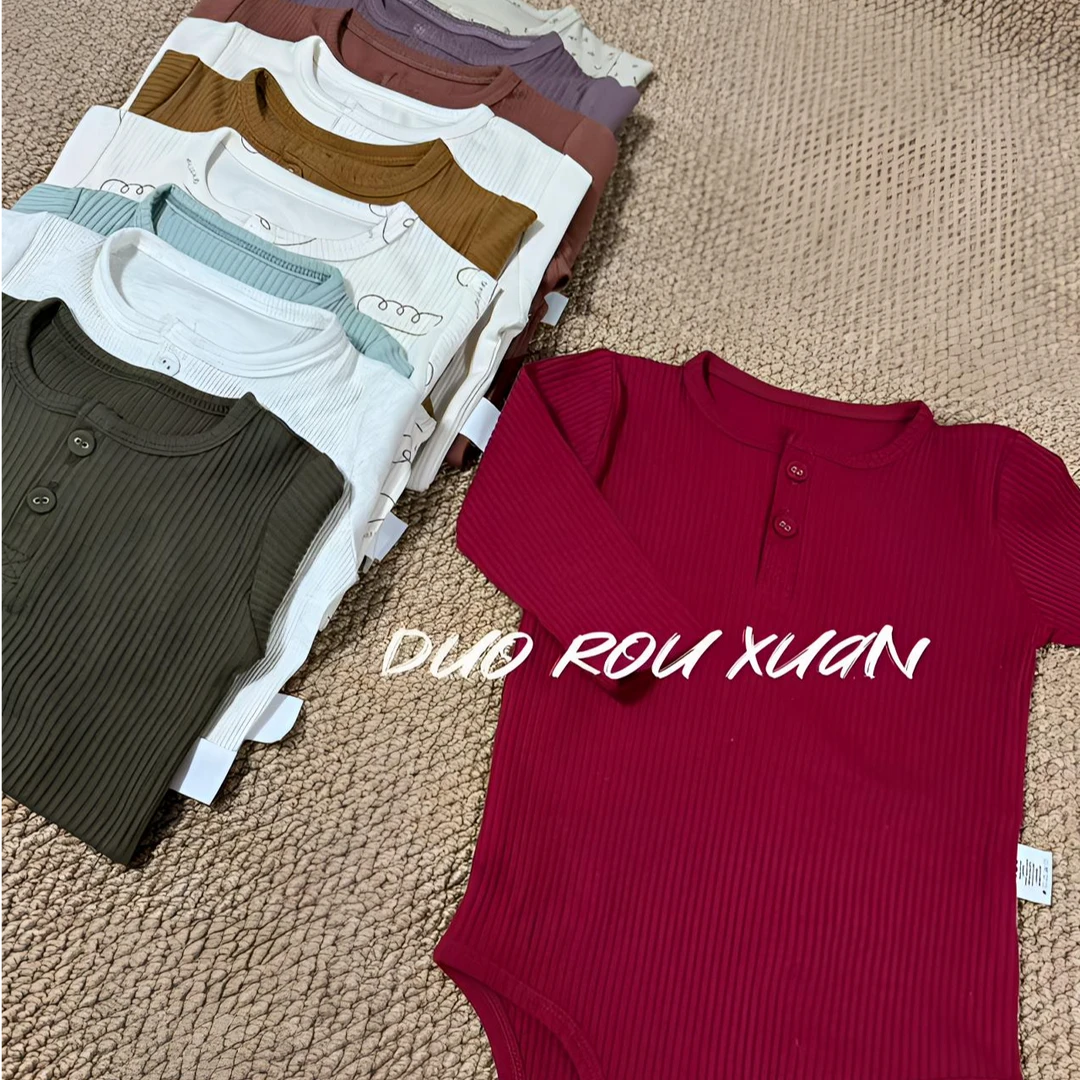 【多肉萱】·婴儿纯色长袖包屁衣秋冬季舒适开胸设计