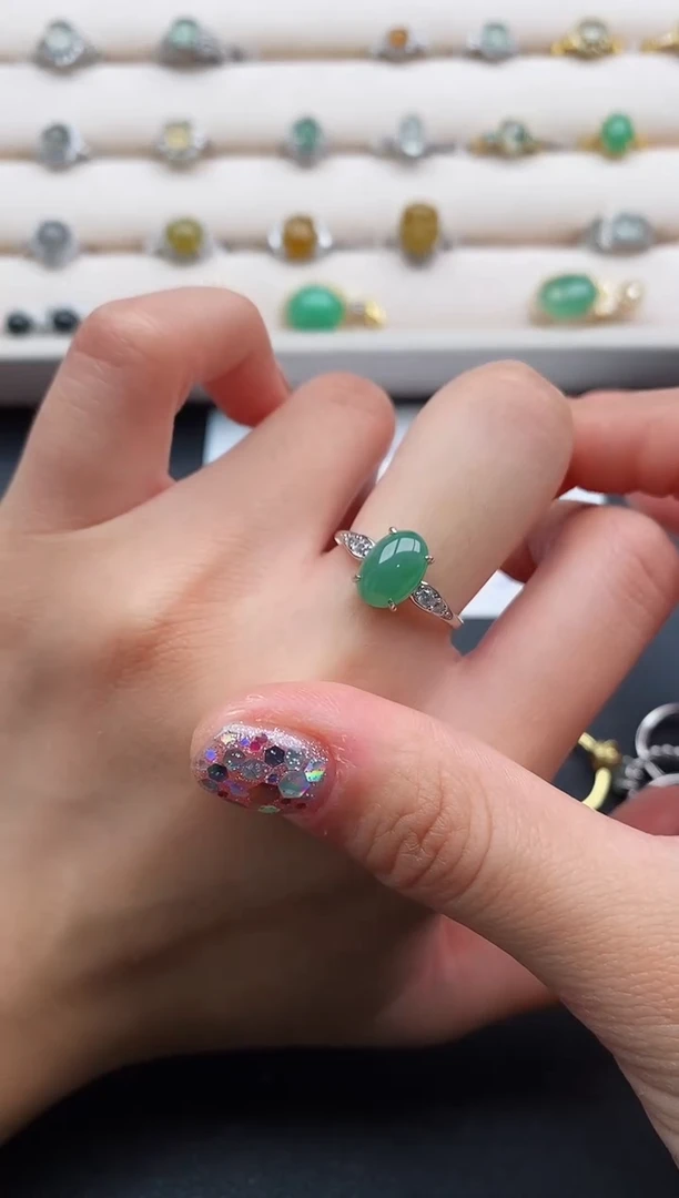 银S925镶嵌戒指翡翠33333333+8