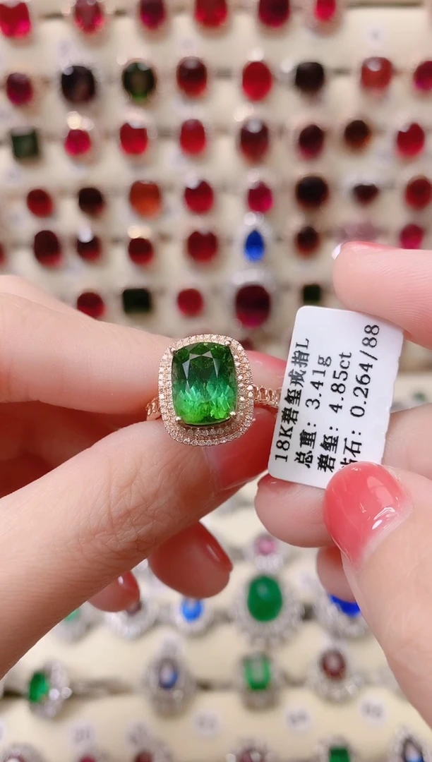 18K金镶嵌18K金戒指碧玺婧*1