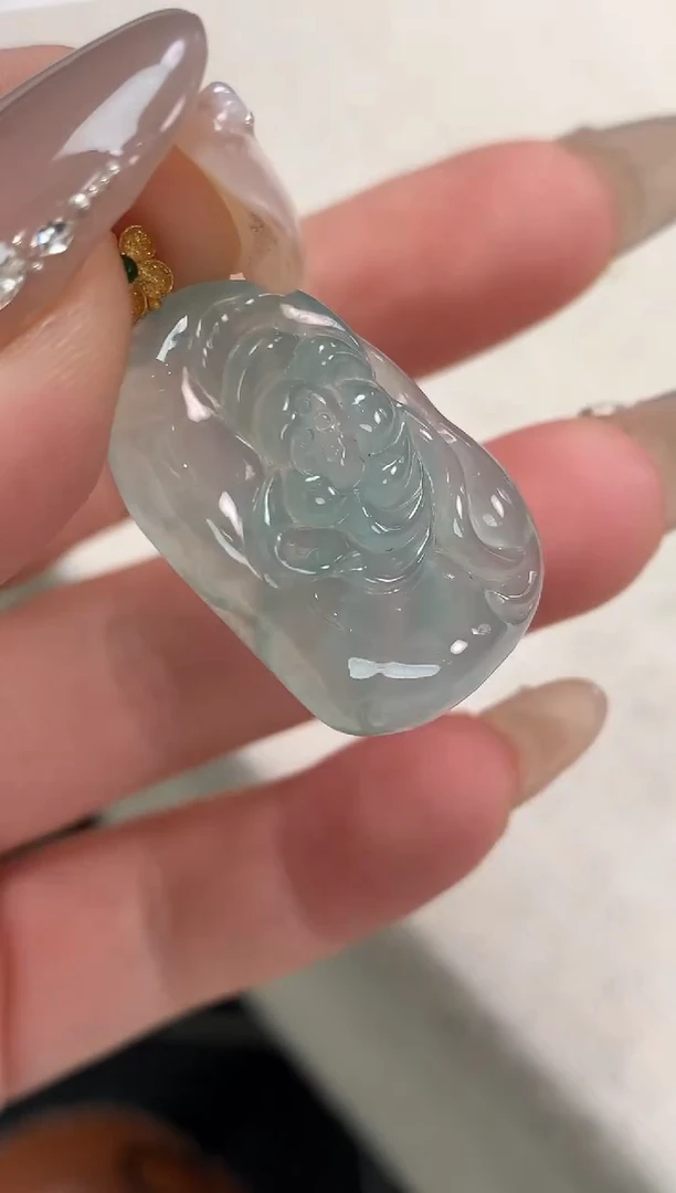 【闪购商品】翡翠吊坠(不含链)18K金镶嵌荷叶