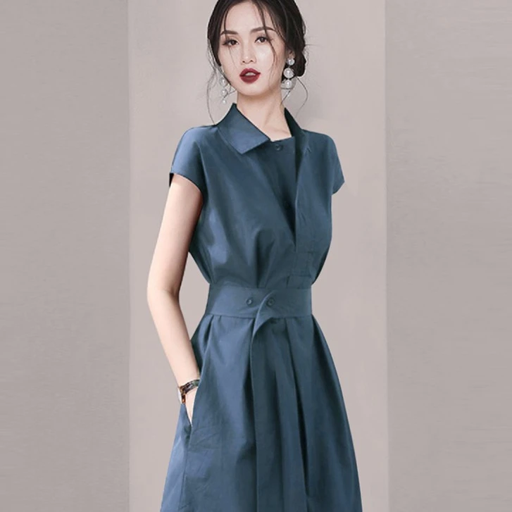 法式小众领衬衫连衣裙2025夏季新款高级感气质衬衣裙子