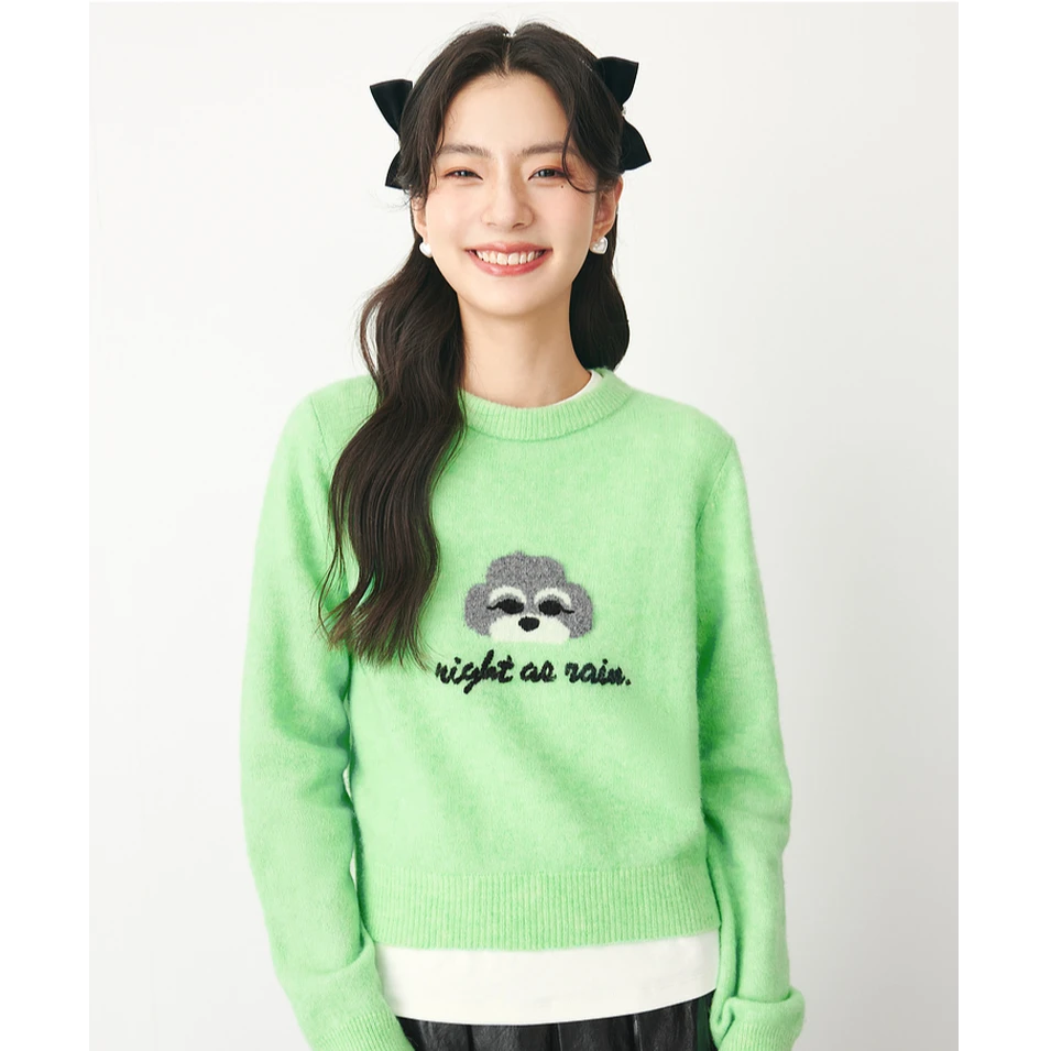 0081【赵老板】诗凡黎羊驼毛狗狗提花针织开衫2024春新款设计感