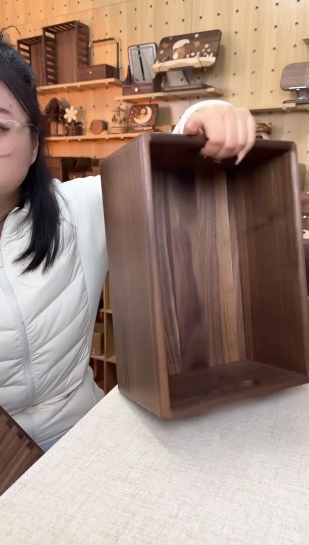 木北美黑胡桃长方形加厚收纳筐