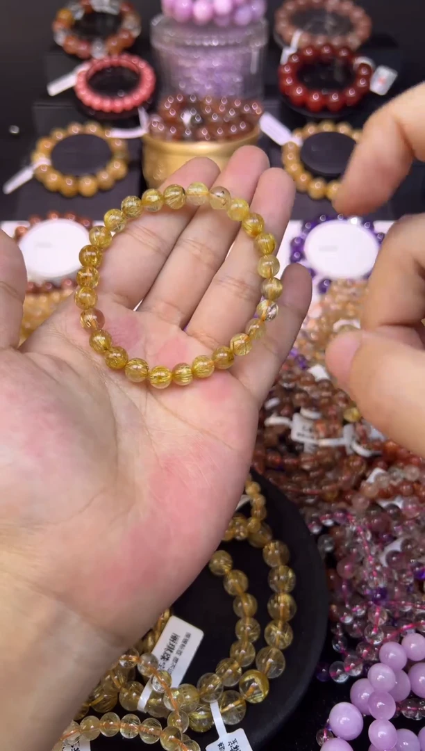 未镶嵌手串水晶金发晶7mm+