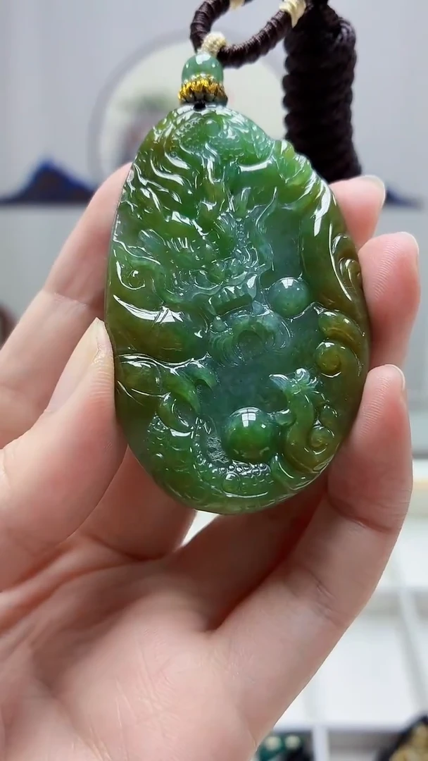 未镶嵌定制翡翠5028zm-毛货挂件龙凤63