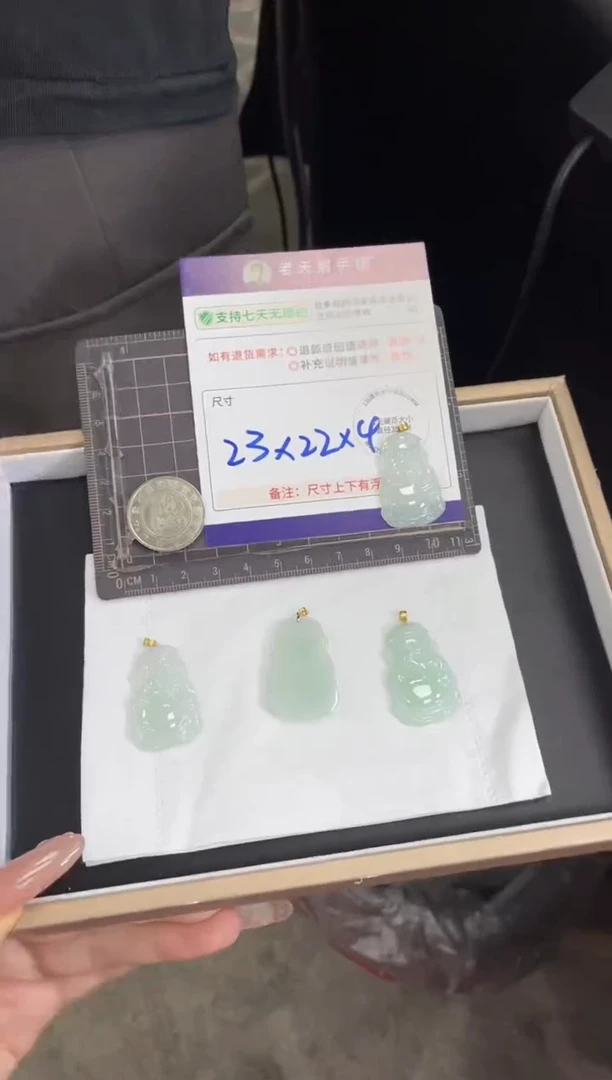 翡翠18K金镶嵌颈饰翡翠财神配绳/多样性发其一CP