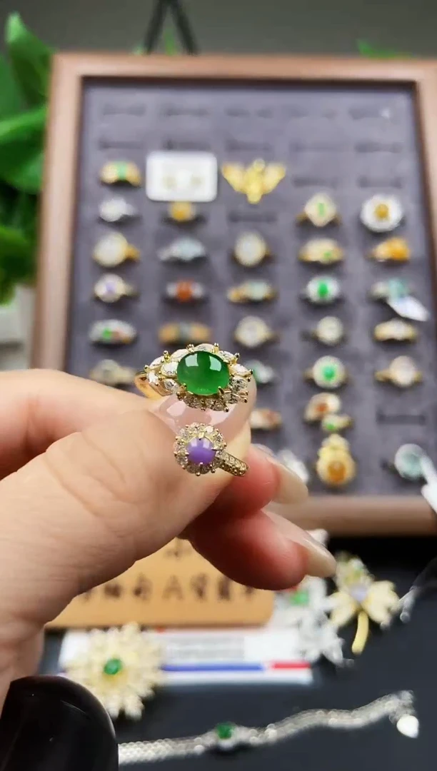 银S925镶嵌戒指翡翠12