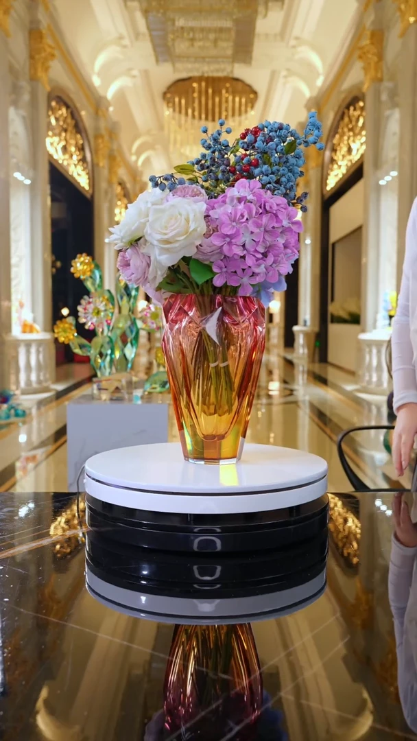 摆件JY0067金红色冰花艺术花器