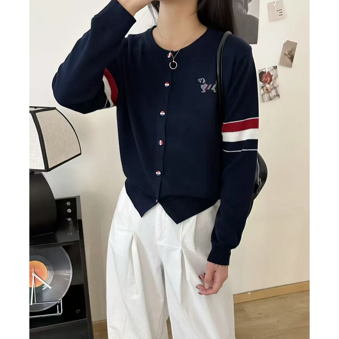 3381烫钻小狗开衫秋冬新款针织开衫长袖宽松显瘦高级感外搭