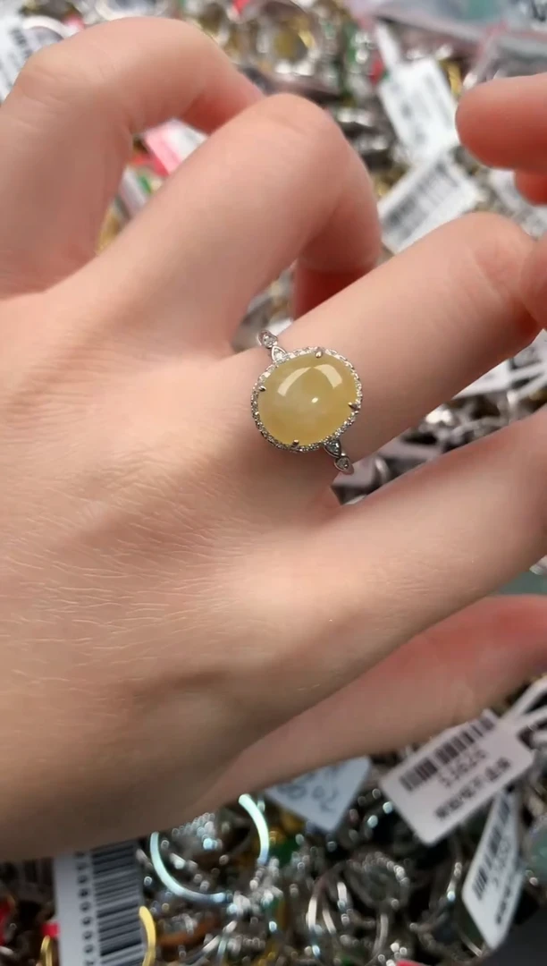 银S925镶嵌戒指翡翠666   9