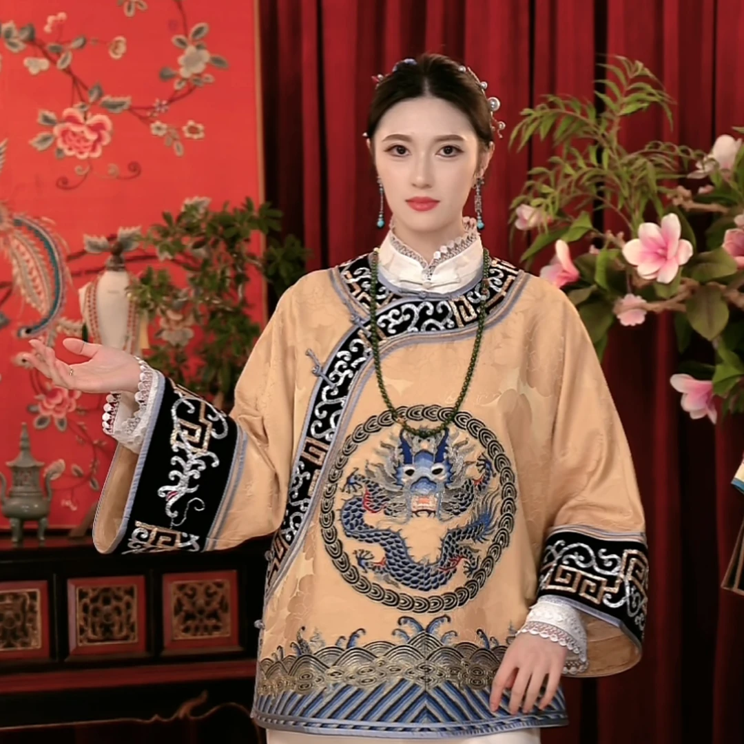 【煜秀堂】“永寿“传统中式重工刺绣博古龙纹太太服