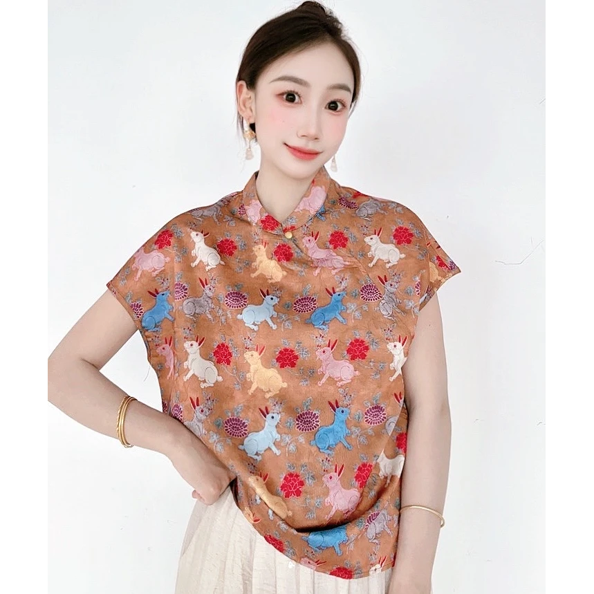 【玉兔】2025年新中式小衫玉兔精致气质显瘦小衫夏季轻薄款