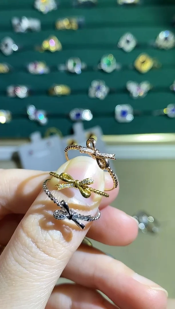 18K金镶嵌戒指钻石多样性发一（下单备注颜色）