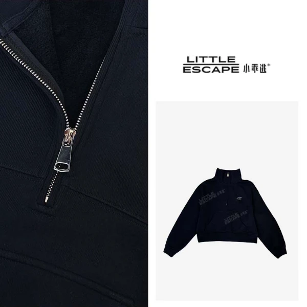 小乖逃休闲舒适藏蓝卫衣小天鹅秋冬高领宽松Z0032