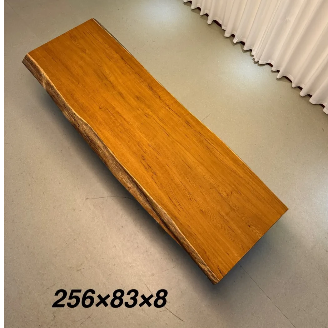 缅甸瓦城柚木实木大板桌 整板自然边 256*83*8