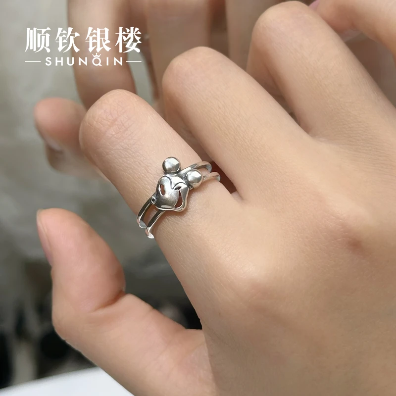顺钦银楼 925银戒指 【瑞奇戒指】S925银个性简约可爱百搭银戒指