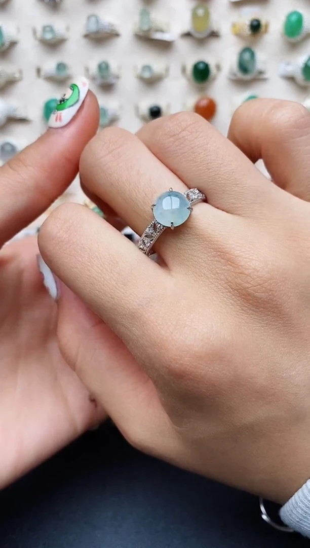 【闪购商品】翡翠戒指银S925镶嵌缅甸翡翠