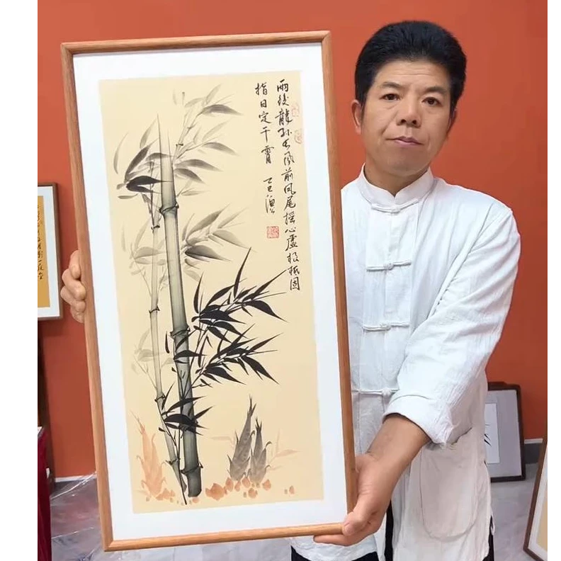 张富民作品/指日定干霄（乌檀木实木框）/古宣/36*70cm左右