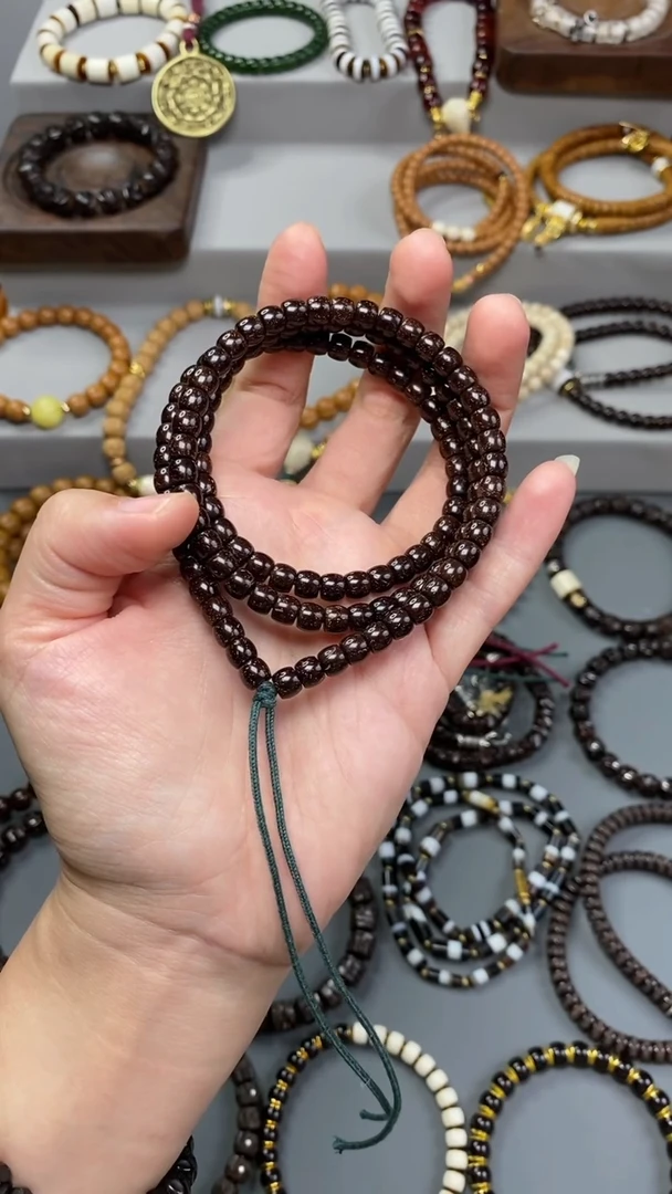 椰蒂手串6*5原生态带银标脖挂（120颗）