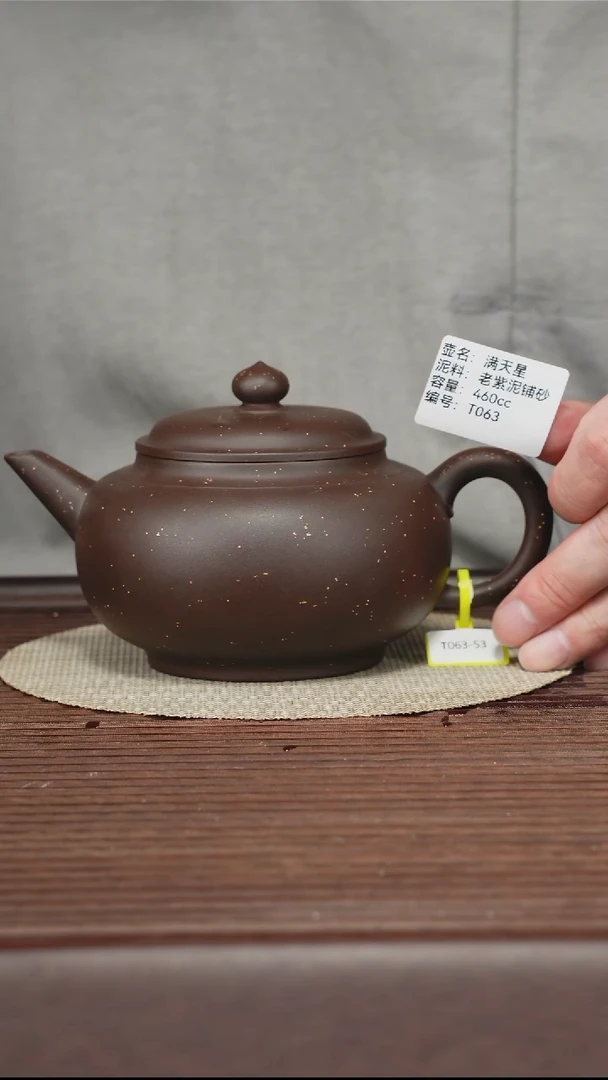 茶壶紫砂T063 老紫泥铺砂 满天星 460cc