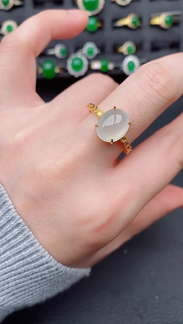 银S925镶嵌戒指翡翠天然a货翡翠306