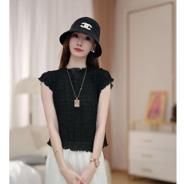 【昨日青空 】马克华菲女装夏季气质设计感短袖百搭上衣F52003A572