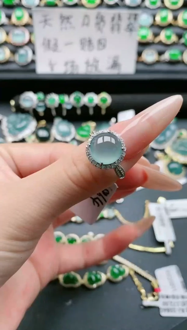 【闪购商品】翡翠戒指银S925镶嵌111111