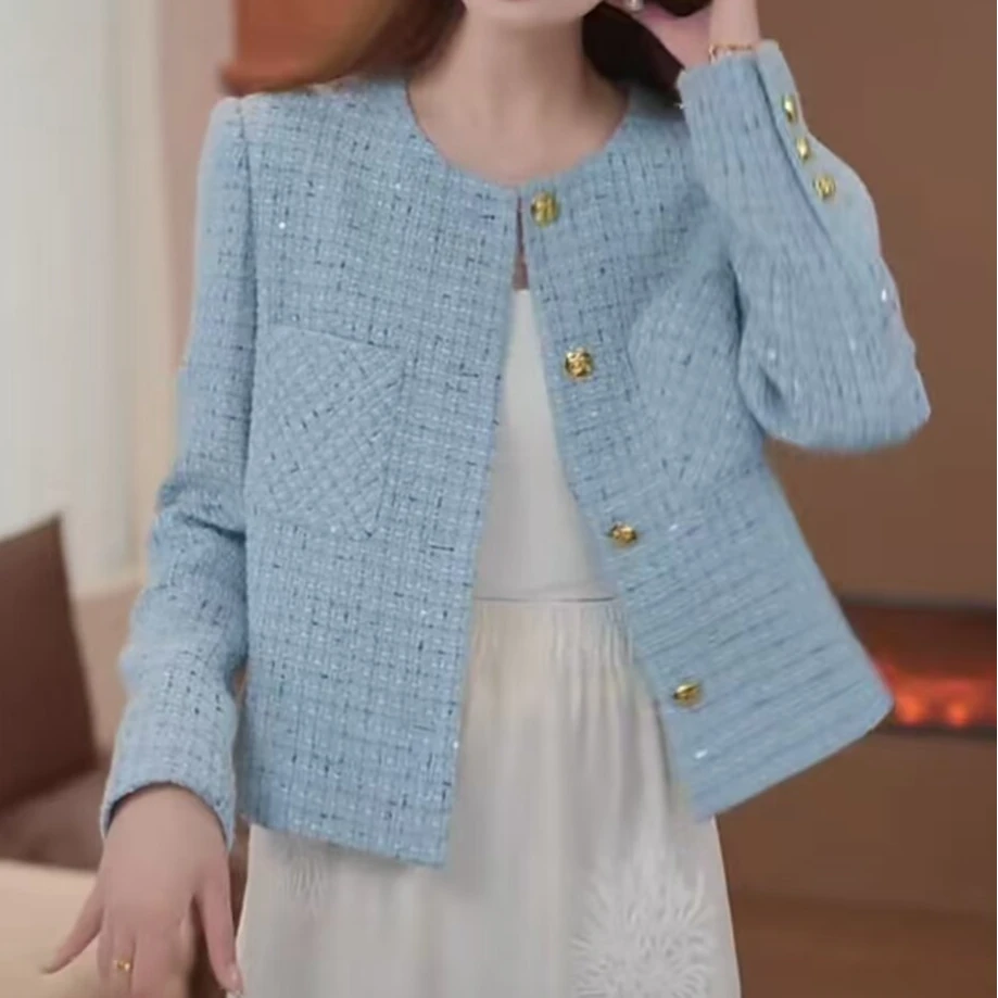 春秋季新款气质纯色小香风短外套爆款气质显瘦外套时尚气质百搭