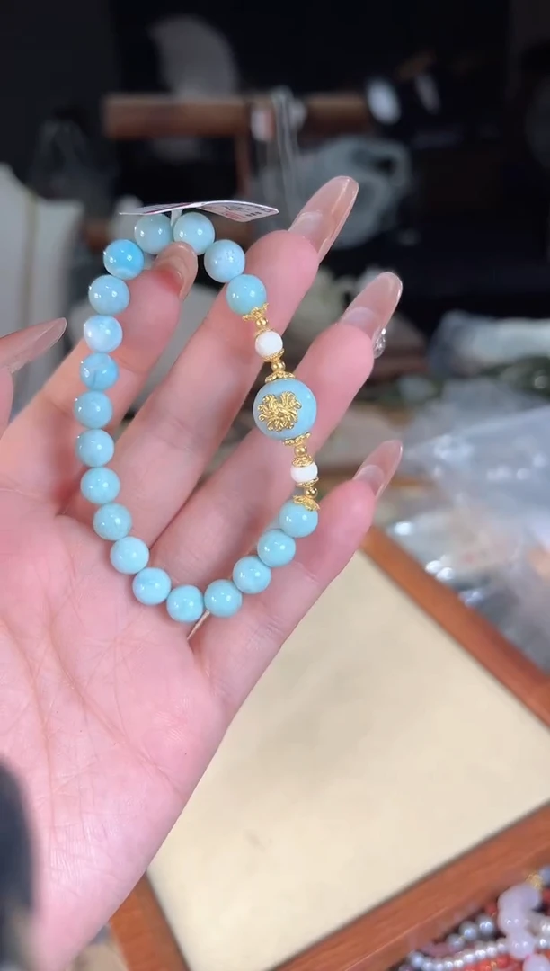 针钠钙石（海纹石）未镶嵌手链多样性发货其一