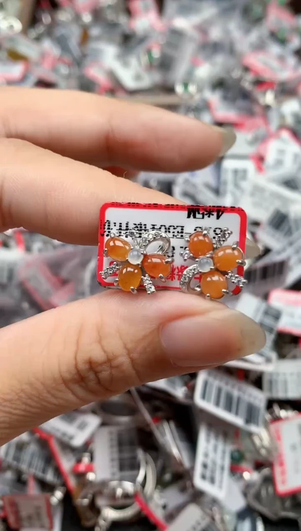 银S925镶嵌戒指翡翠天然A货缅甸翡翠