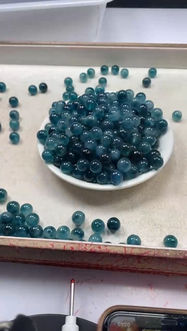 【闪购商品】玛瑙/玉髓颈饰未镶嵌w834蓝水飘花10mm*20颗