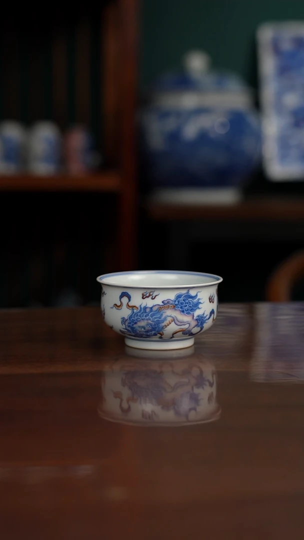 空山明月 新斗彩 双狮