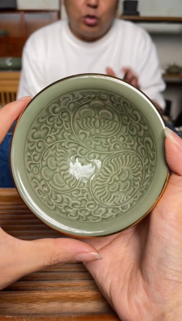 其他耀州窑菊纹描金斗笠盏