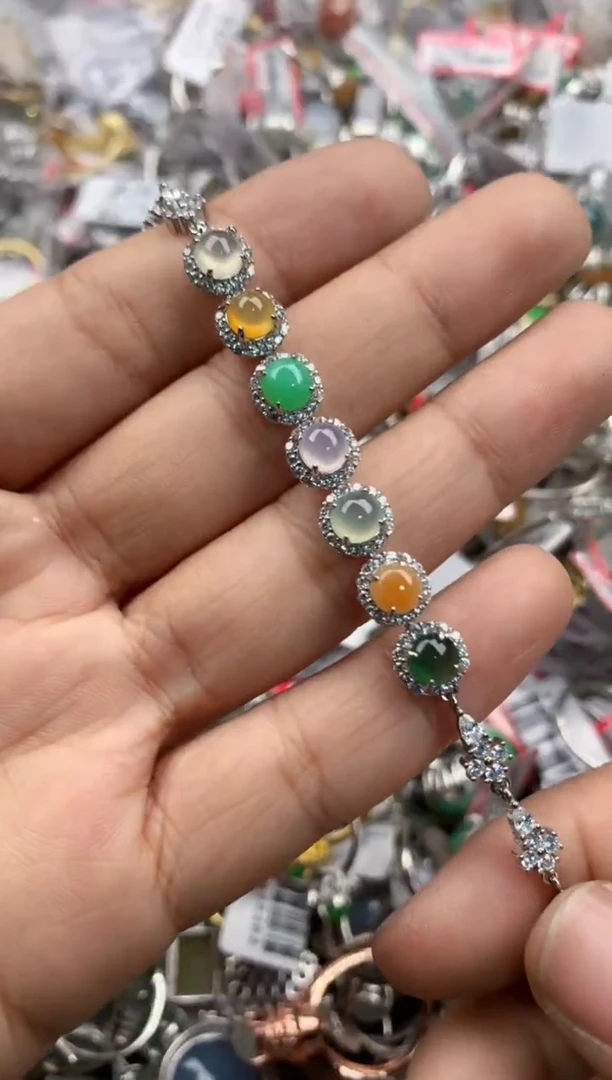 银S925镶嵌戒指翡翠4444----8