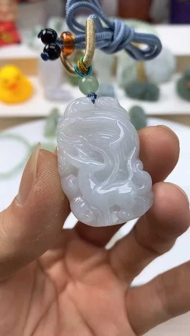 颈饰未镶嵌翡翠26天然缅甸翡翠A货九尾狐