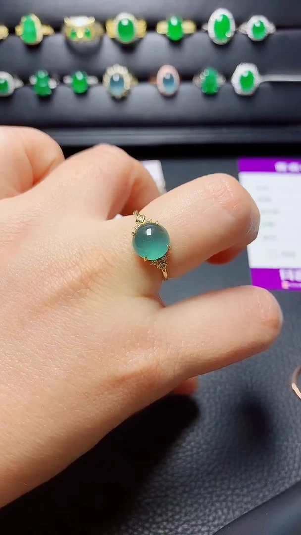 银S925镶嵌戒指翡翠天然翡翠A货s925银镶