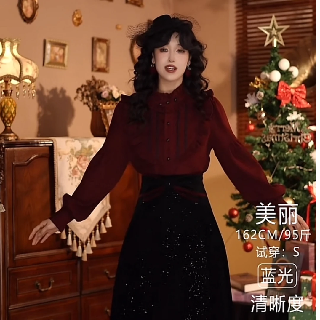 美丽【灯下花朝】港味复古显瘦气质设计感上衣30610