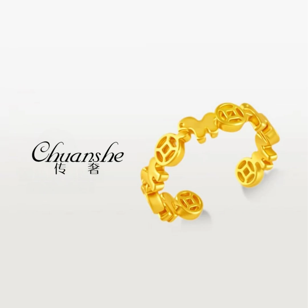 CHUANSHE/传奢  新中式马上有钱铜币马年新款戒指KZ330