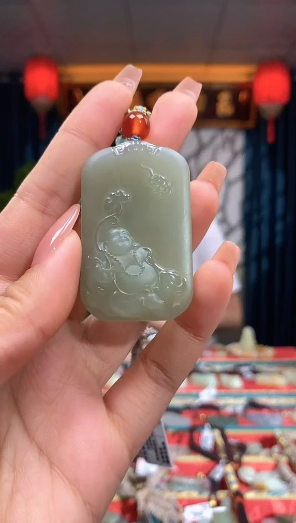 和田玉未镶嵌挂件山水佛牌