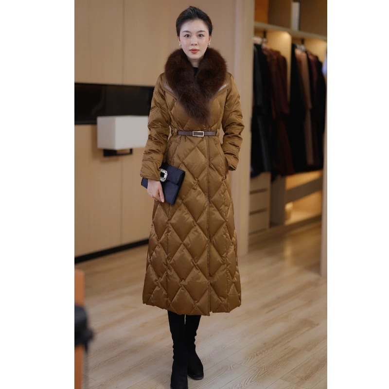 【一念关山】大狐狸毛领高填充白鸭绒保暖新款中长款羽绒服