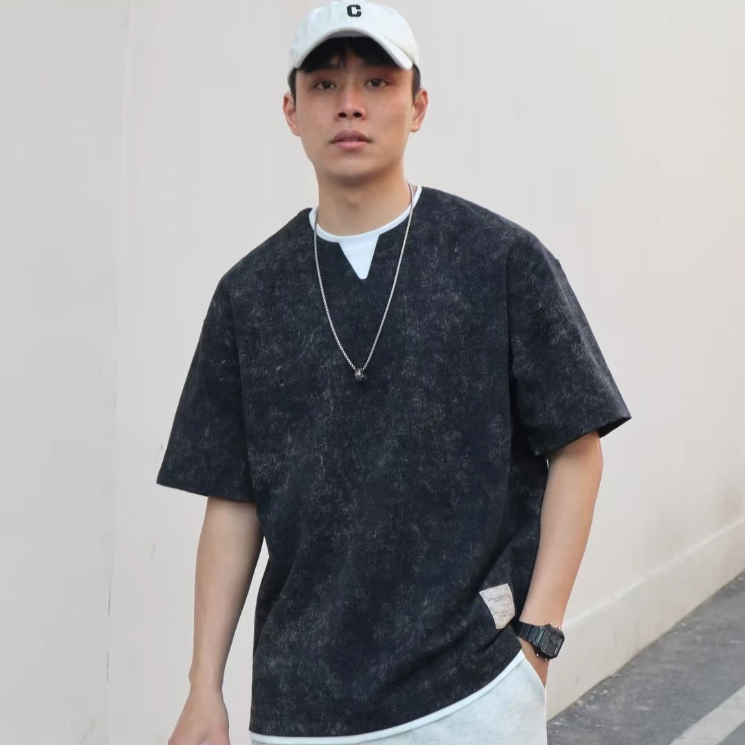 言希男装 高品质夏季新款短袖t恤男时尚潮流休闲百搭上衣男99097