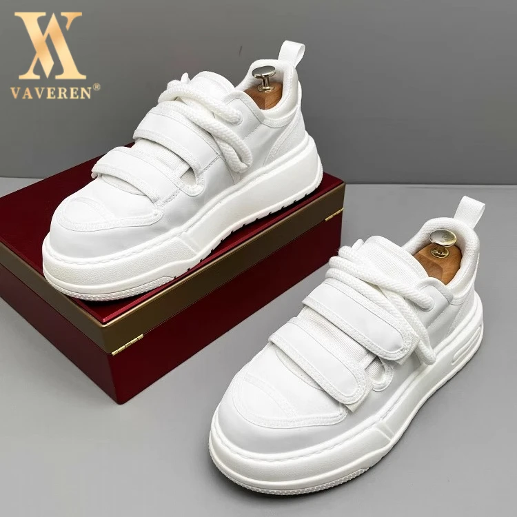 2025春秋季新款厚底软底休闲鞋男士潮流魔术贴百搭男士休闲小白鞋