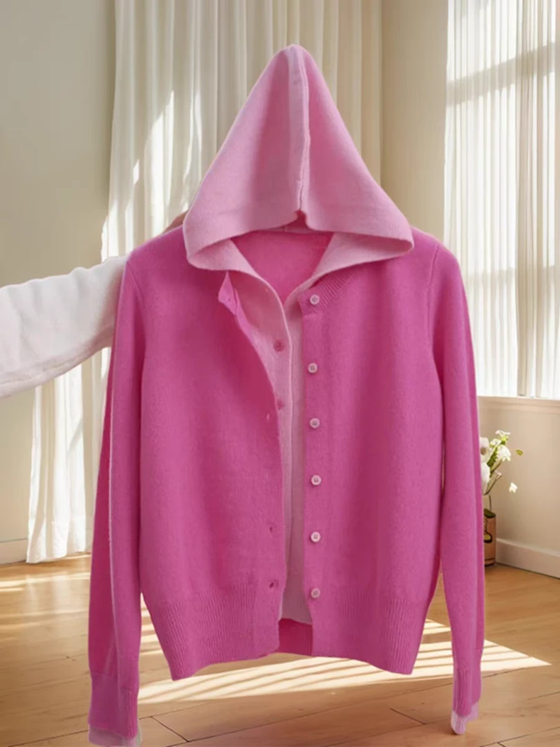 b春季假两件连帽针织开衫羊毛锦纶混纺80-150斤高品质百搭外搭