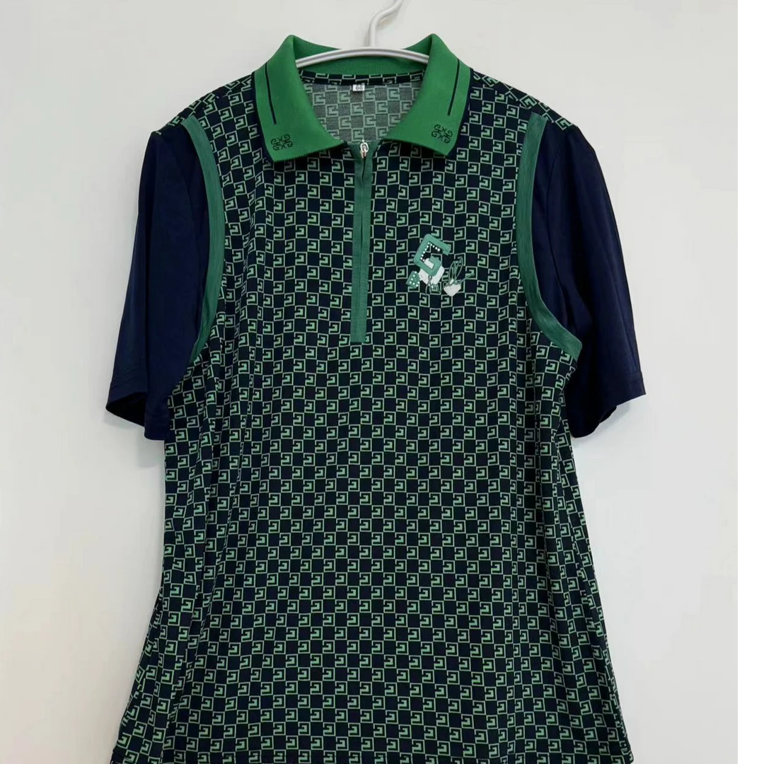 常规夏季中老年女装运动薄款印花紫色POLO领半袖标准时尚休闲女款