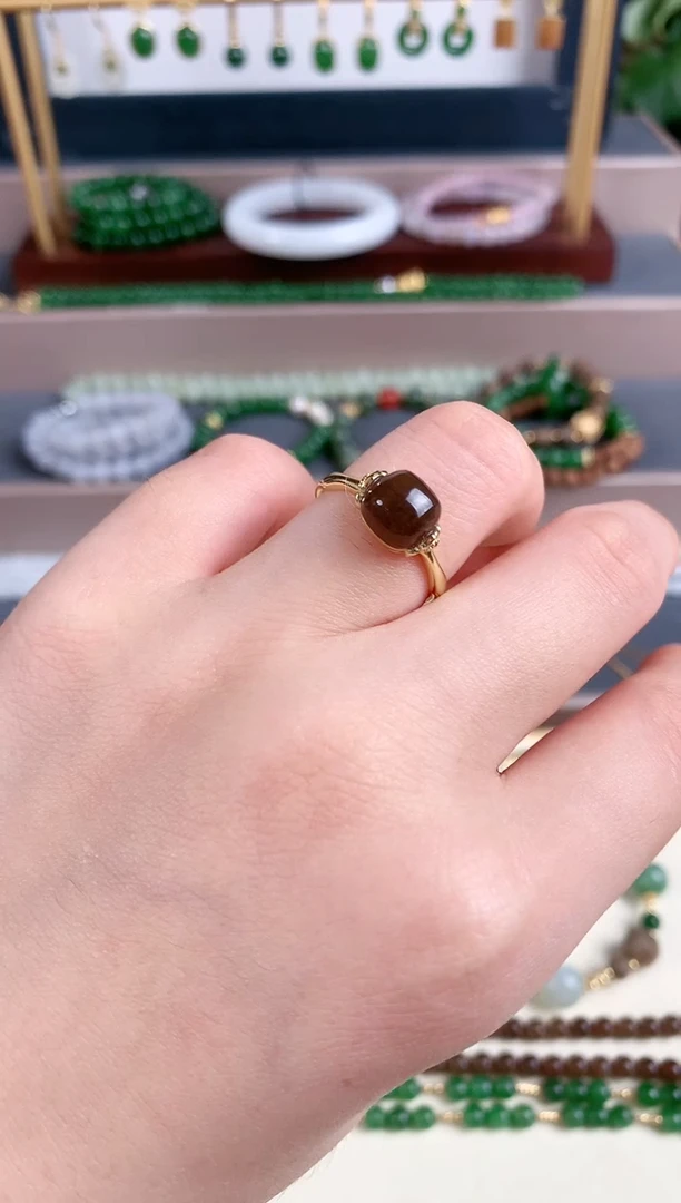 银S925镶嵌戒指和田玉1