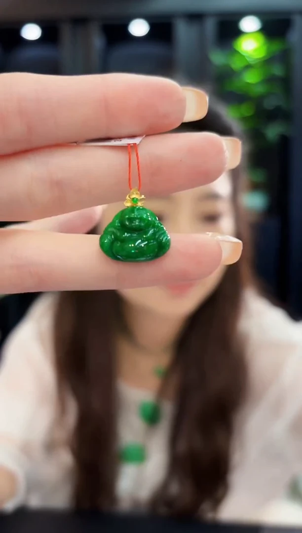 颈饰18K金镶嵌翡翠 缅料A货/支持复检/一件