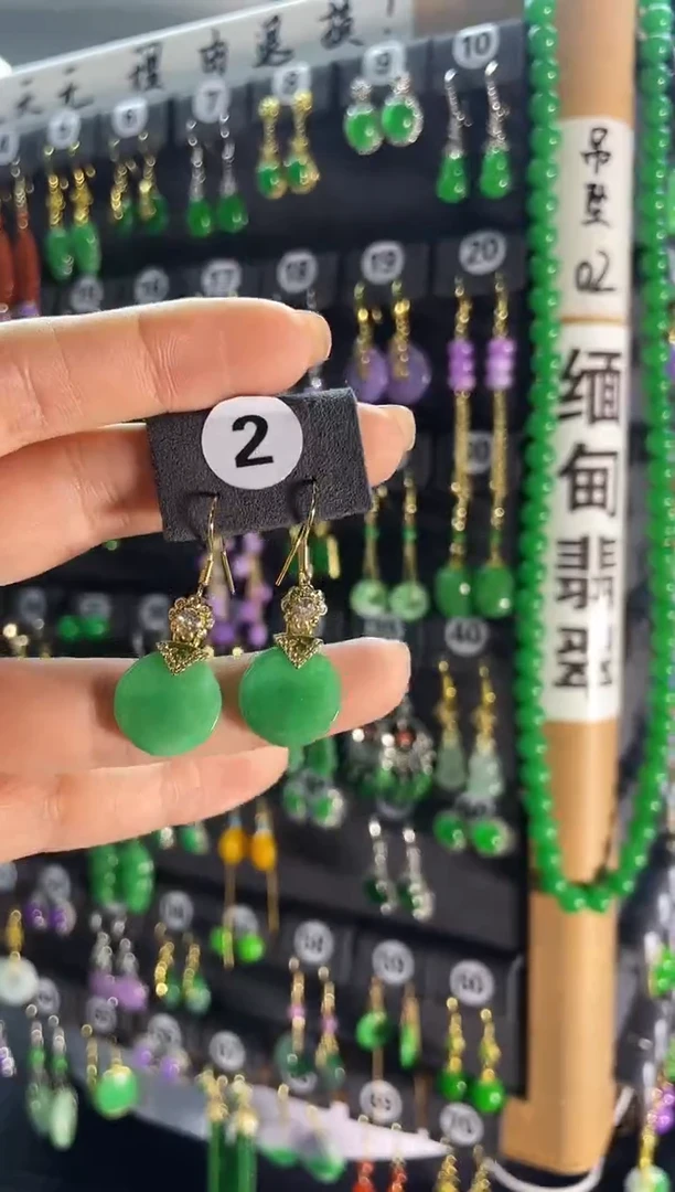 【闪购商品】翡翠耳饰银S925镶嵌2...