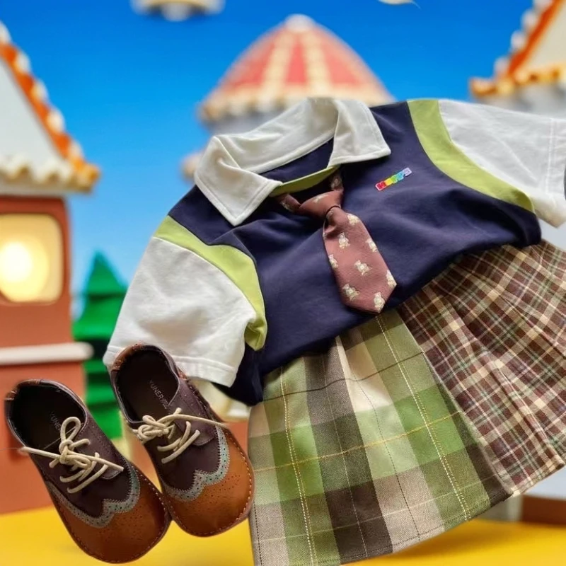 cherry 2025夏爆款学院风女童套装裙